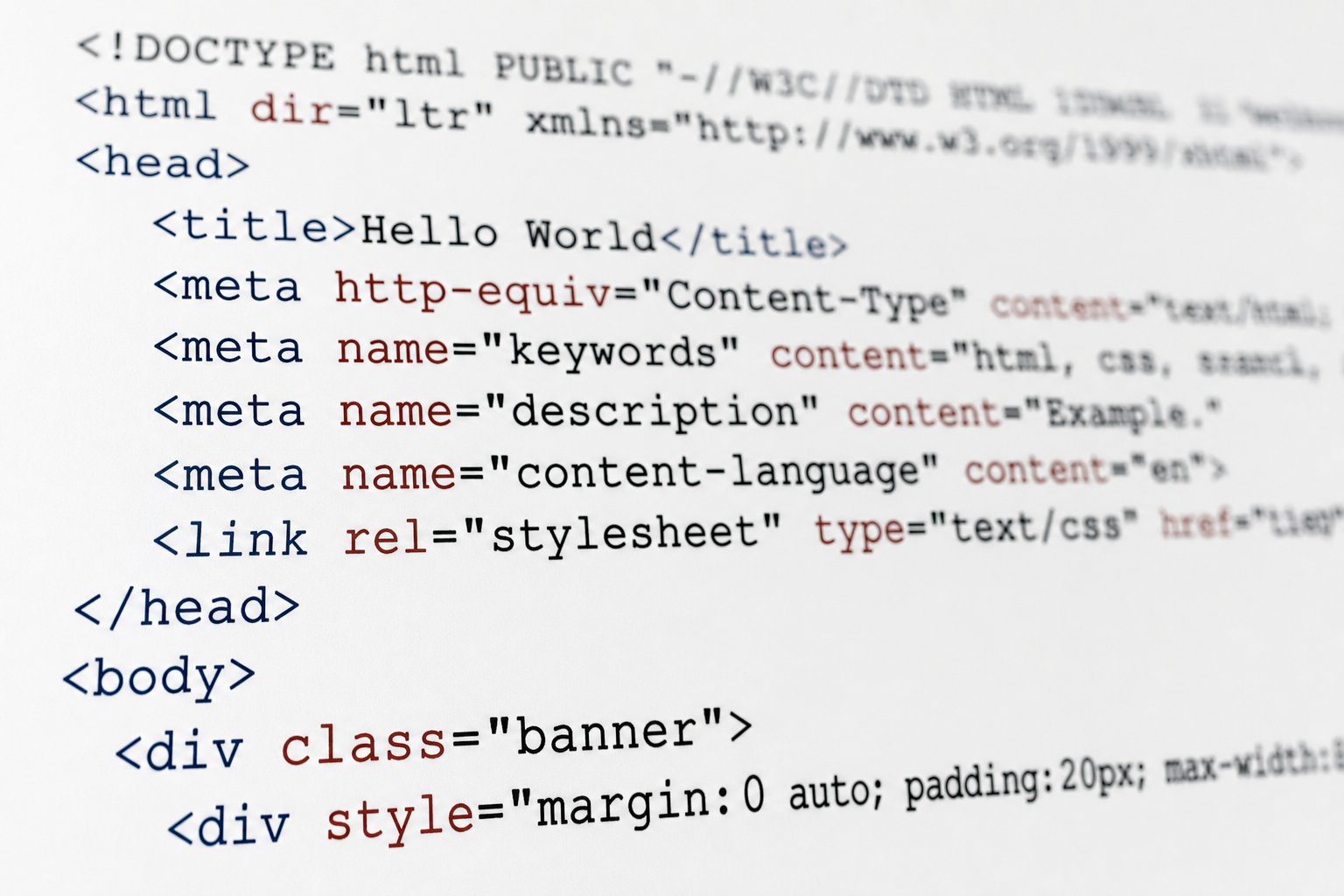 Illustration Programmation Code : code HTML en langage textuel